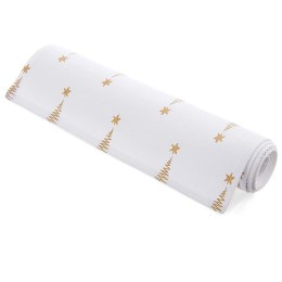 Bieżnik na Stół Bawełniany Świąteczny ORION 130 x 32 cm Choinka Biały