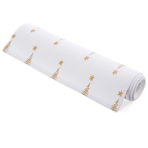 Bieżnik na Stół Bawełniany Świąteczny ORION 130 x 32 cm Choinka Biały