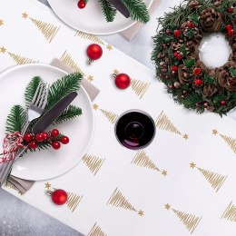Bieżnik na Stół Bawełniany Świąteczny ORION 130 x 32 cm Choinka Biały