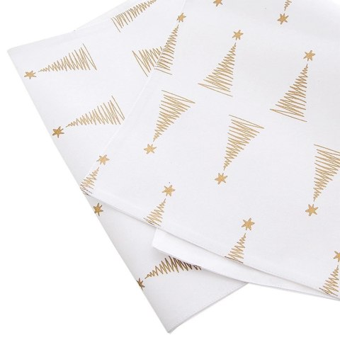 Bieżnik na Stół Bawełniany Świąteczny ORION 130 x 32 cm Choinka Biały