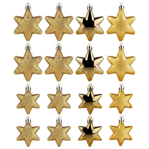 Bombki Choinkowe VILDE Gwiazdki Złote 5/6 cm Zestaw 16 szt. Nietłukące