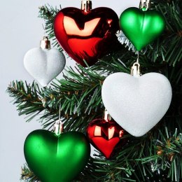 Bombki Choinkowe VILDE Serduszka Czerwone Zielone Białe 6,5/4,5 cm