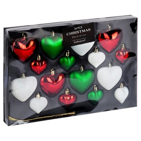 Bombki Choinkowe VILDE Serduszka Czerwone Zielone Białe 6,5/4,5 cm