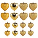 Bombki Choinkowe VILDE Serduszka Złote 6,5/4,5 cm Zestaw 16 szt.