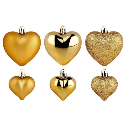 Bombki Choinkowe VILDE Serduszka Złote 6,5/4,5 cm Zestaw 16 szt.