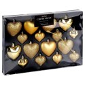 Bombki Choinkowe VILDE Serduszka Złote 6,5/4,5 cm Zestaw 16 szt.