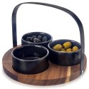Miseczki na Przekąski BLACK 130 ml Ceramiczne 3 szt na tacy ORION