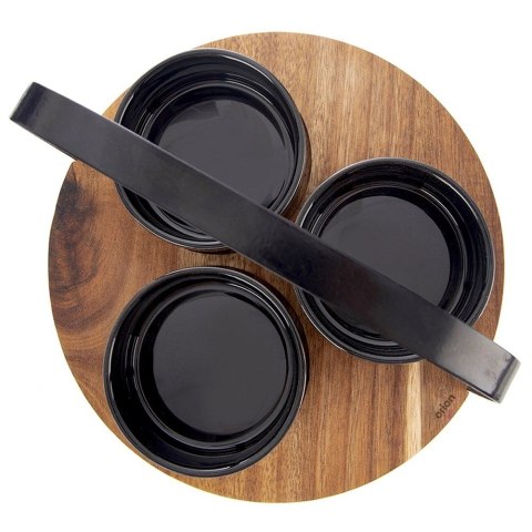 Miseczki na Przekąski BLACK 130 ml Ceramiczne 3 szt na tacy ORION
