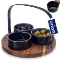 Miseczki na Przekąski BLACK 130 ml Ceramiczne 3 szt na tacy ORION