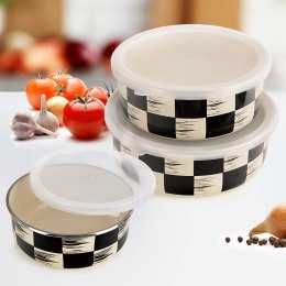 Miska Emaliowana SZACHOWNICA 800 Ml z Pokrywką Żaroodporna Zmywarka ORION