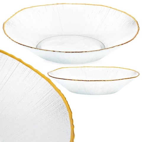 Miska Sałatkowa Stołowa 29,5 x 29 cm 1,6 L Szkło Złoty Rant VILD
