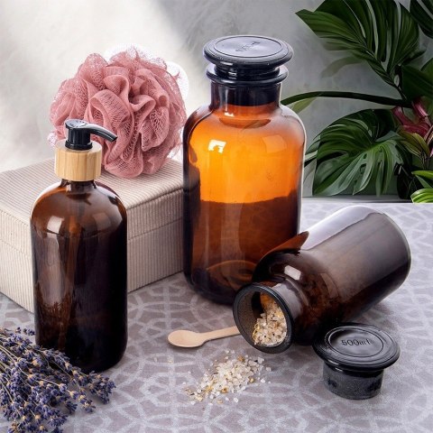 Pojemnik Butelka Retro na Płyny Produkty Sypkie Szklany Brązowy ORION 1 l