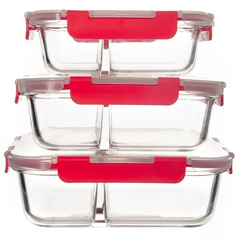 Pojemnik na żywność szklany z pokrywką i uszczelką dzielony 550 ml