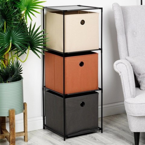 Regał Metalowy z 3 Pojemnikami Czarny Szuflady 345 x 345 x 100 cm