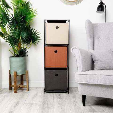 Regał Metalowy z 3 Pojemnikami Czarny Szuflady 345 x 345 x 100 cm