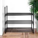 Regał na Buty Metalowy Czarny 3 Poziomy 57 x 28 x 55 cm VILDE