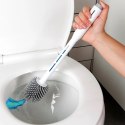Szczotka Silikonowa do WC z Dozownikiem Płynu i Stojakiem Biała 40 cm VILDE