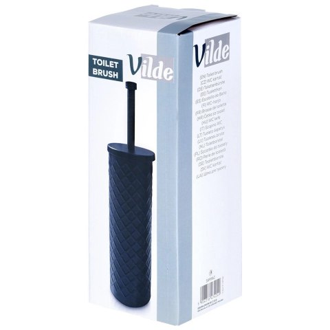 Szczotka do Toalety Ze Stojakiem Metalowa Czarna Ozdobny Pojemnik VILDE