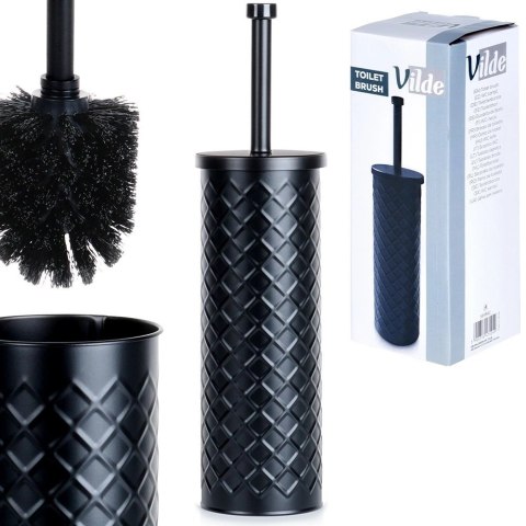 Szczotka do Toalety Ze Stojakiem Metalowa Czarna Ozdobny Pojemnik VILDE