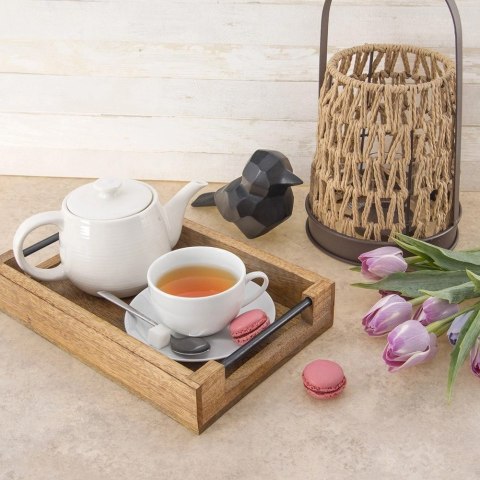 Taca do Serwowania Drewniana MANGO 30,5 x 20,5 cm ORION Uchwyty Metalowe