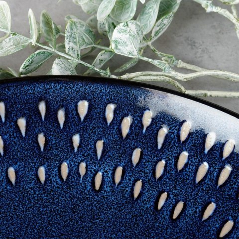 Talerz Obiadowy Płytki Kamionka Granatowa 28 cm GRES Zmywarka