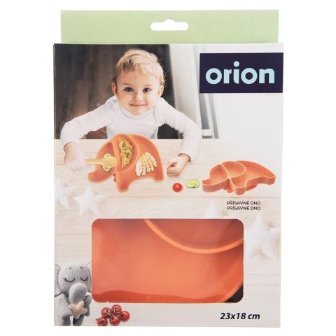 Talerz dla Dziecka Silikon Dzielony Słonik ORION Przyssawka Pomarańcz