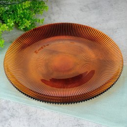 Talerz Obiadowy Płytki Szkło Bursztynowe 28 cm VILDE Wzór Promienie