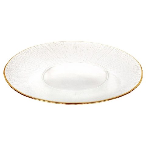 Patera Talerz Obiadowy Płytki Szkło Złoty VILDE 30 cm Kryształ