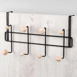 Wieszak na Drzwi Metalowy Czarny 37 cm VILDE 8 Gałek na Ubrania