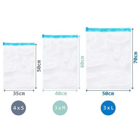 Worki Próżniowe na Ubrania 10 szt VILDE Podróżne Różne Rozmiary Kompresyjne