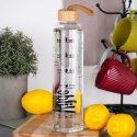 Butelka na Wodę VILDE 1 L Szklana Bambusowa Zakrętka Miarka