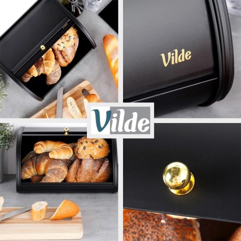 Chlebak Pojemnik na Chleb Metalowy Czarny Solidny VILDE 30 x 26,5 x 17,5 cm