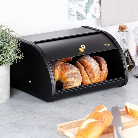 Chlebak Pojemnik na Chleb Metalowy Czarny Solidny VILDE 30 x 26,5 x 17,5 cm