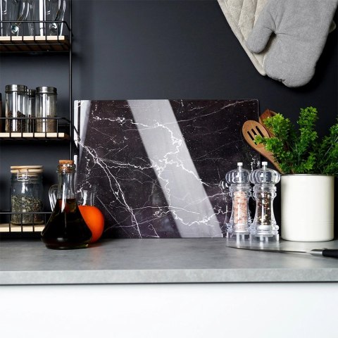 Deska do Krojenia Szklana VILDE 40x30 cm Hartowana Marmur Czarny Kuchenny