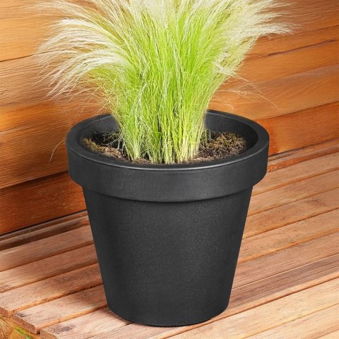 Doniczka Ogrodowa Okrągła VILDE 29 cm Czarna Lekka Trwała Odporna na Pogodę