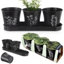 Zestaw Doniczek na Zioła ORION BLACKLINE 4 el. Metalowy z Podstawką