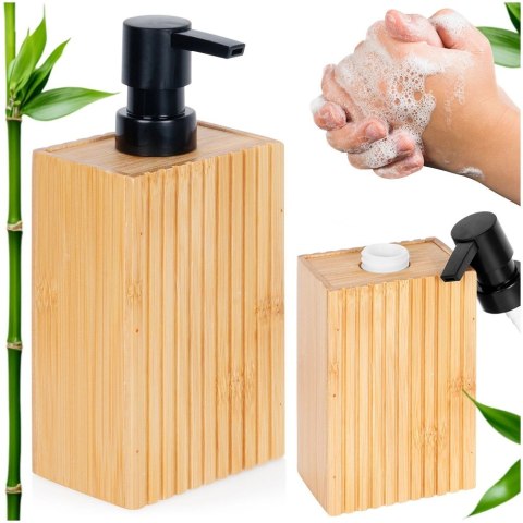 Dozownik do Mydła BATHROOM SOLUTIONS 280 ml Drewniany Bambus Ryflowany