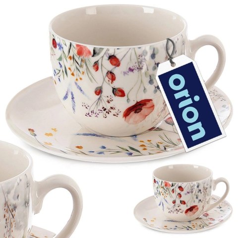 Filiżanka ze Spodkiem do Kawy ORION MAKI 260 ml Porcelana do Zmywarki