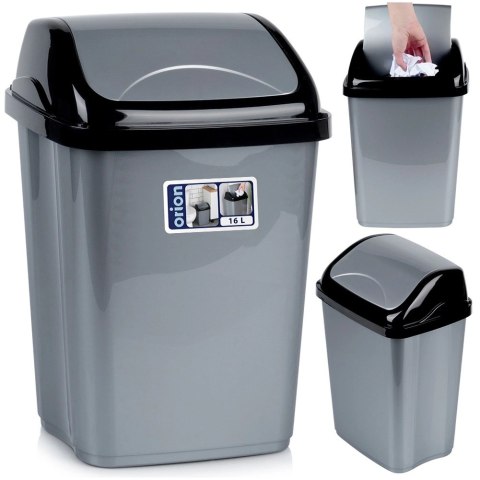 Kosz na Śmieci Plastikowy Szary 16 L ORION Wytrzymały i Pojemny