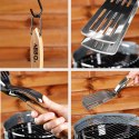 Łopatka do Grilla ze Szczypcami 2w1 Stalowa 40 cm Drewniana Rączka BBQ