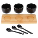 Miseczki na Przekąski 90 ml 3 szt z Łyżeczkami z Tacą Bambusową VILDE