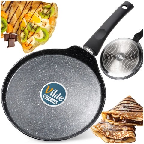 Patelnia do Naleśników Granitowa 24 cm VILDE Black Line Indukcja