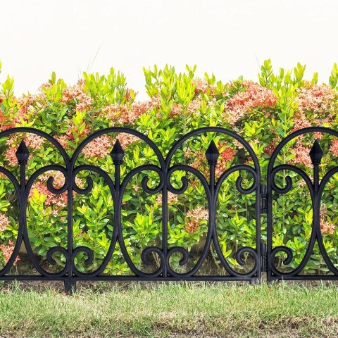 Płotek Ogrodowy Czarny 60 x 33 cm VILDE 4 szt. Obrzeże Palisada