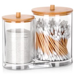 Zestaw Pojemników na Patyczki Płatki 15 x 9 x 12,5 cm z Bambusową Pokrywą