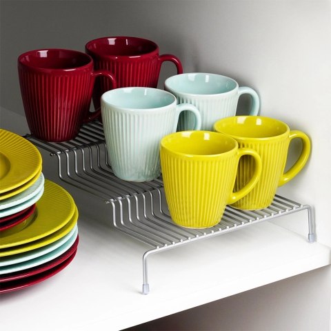 Półka Kuchenna Metalowa 3 Poziomy Szara 28 x 26 cm SG Antypoślizgowe