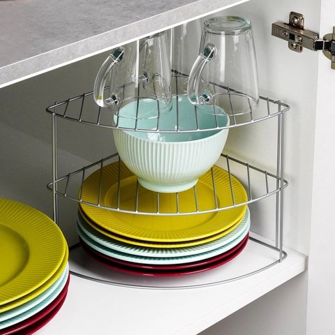 Półka Kuchenna Metalowa Narożna Szara 23 x 23 cm SG 3 Poziomy