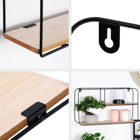 Półka Ścienna Metalowa LOFT 2 Poziomy Czarny 52 x 105 cm TRENDS4YOU
