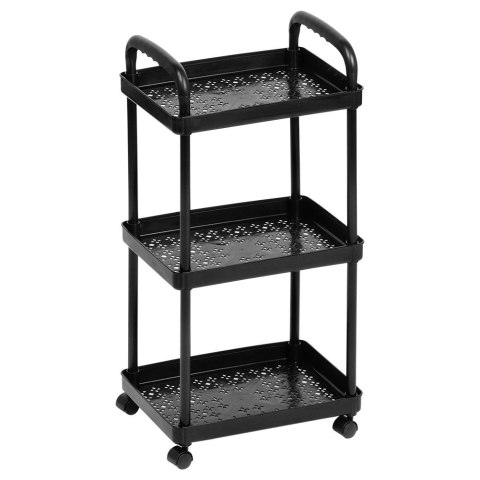 Regał na Kółkach Czarny 3 Poziomy Mobilny 30 x 21 x 61 cm VILDE