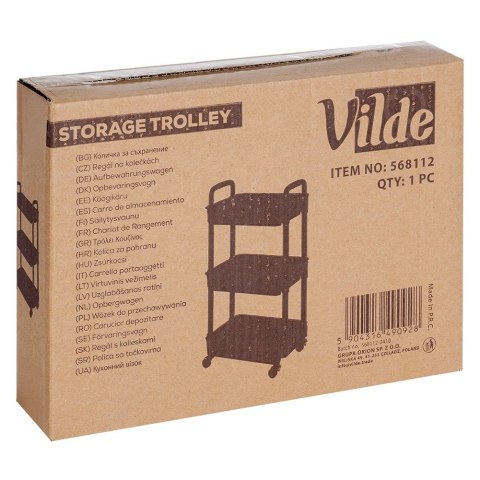 Regał na Kółkach Czarny 3 Poziomy Mobilny 30 x 21 x 61 cm VILDE