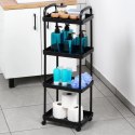 Regał na Kółkach Czarny 4 Poziomy Mobilny 30 x 21 x 86 cm VILDE